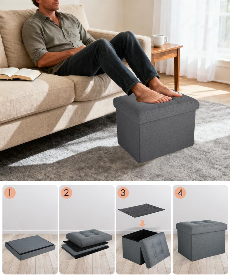 Docvania Ottoman Storage Ottoman Foot Rest Stool Foldable Bench with Storage Student Dormitory Bedroom and Entryway 16 X 12 X 12 - Image 3